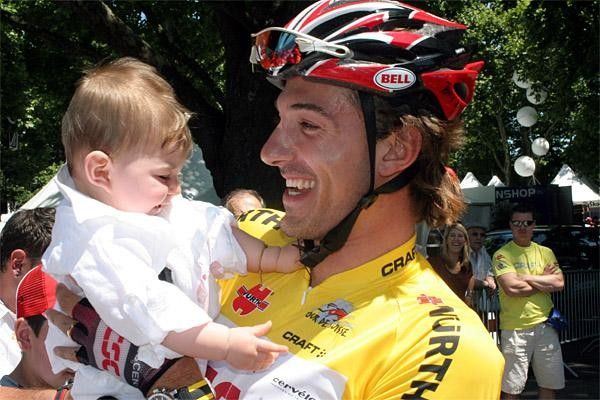 Fabian Cancellara's daughter seemed unperturbed by the cameras, which is just as well.