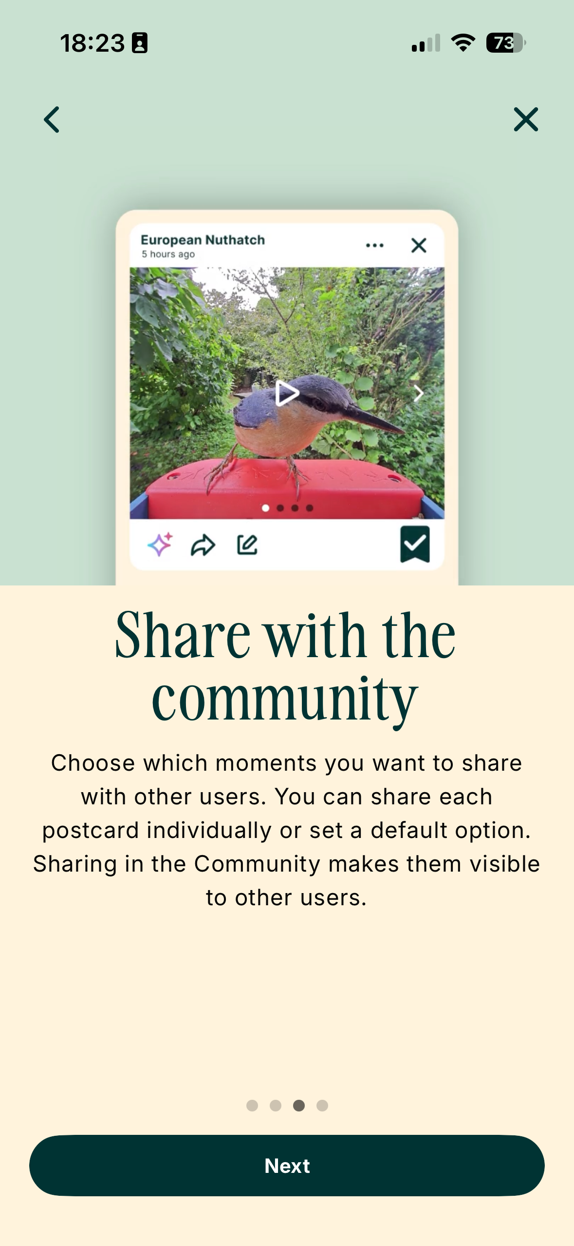 Screenshots from the Bird Buddy 2 app interface