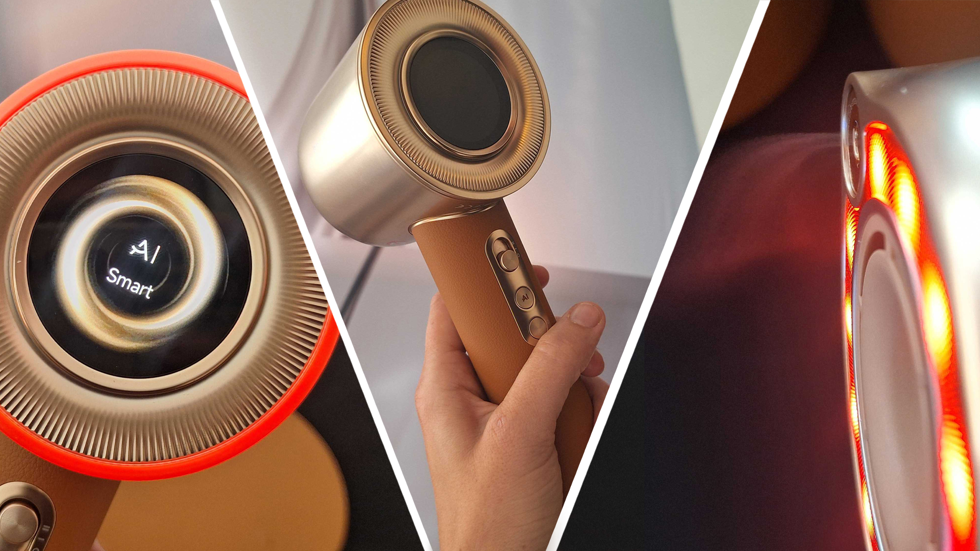 Three shots of the Dreame Miracle Pro hair dryer