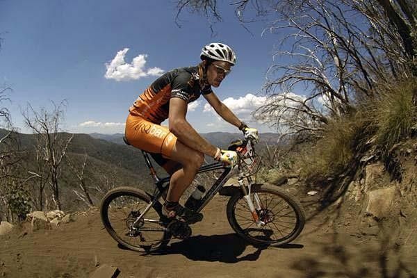 Luke Fetch punishes his legs on one of the switchbacks at Mount Buller.
