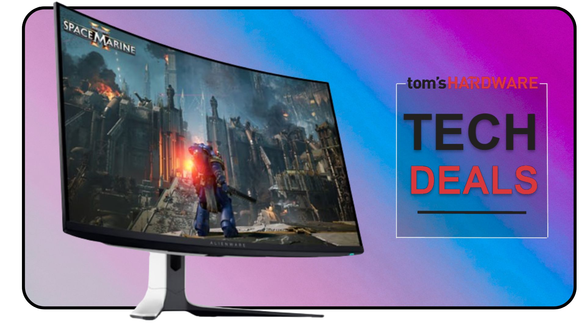 Tech Deals cover featuring an Alienware AW3225QF gaming monitor