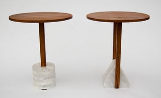 Round wooden tables