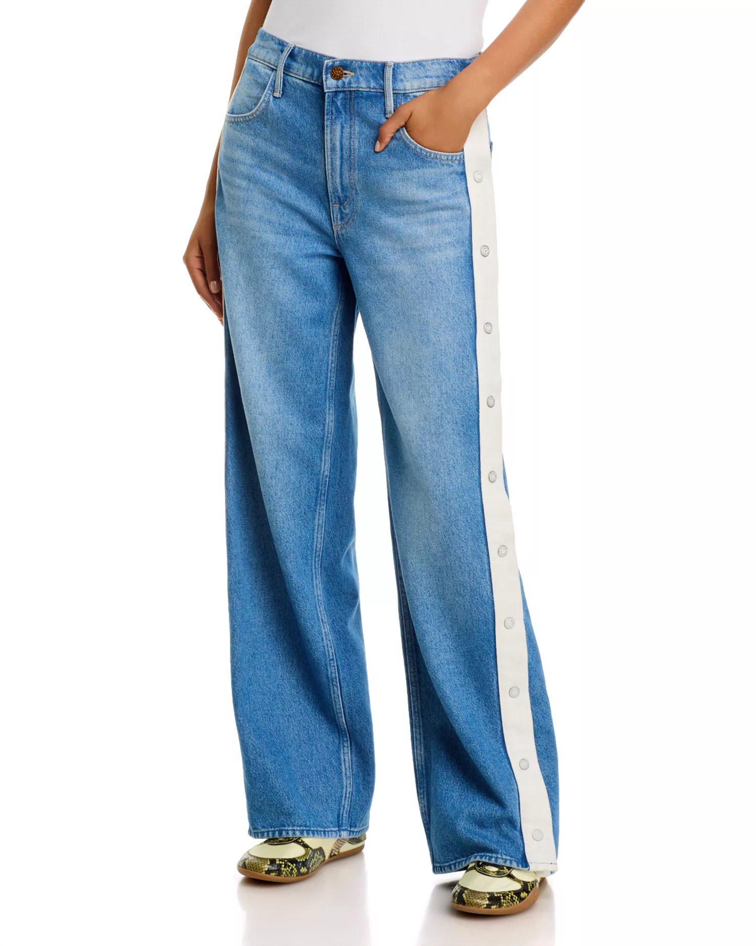 The Striped Resealable Skimp High Rise Straight Jeans in Quik
