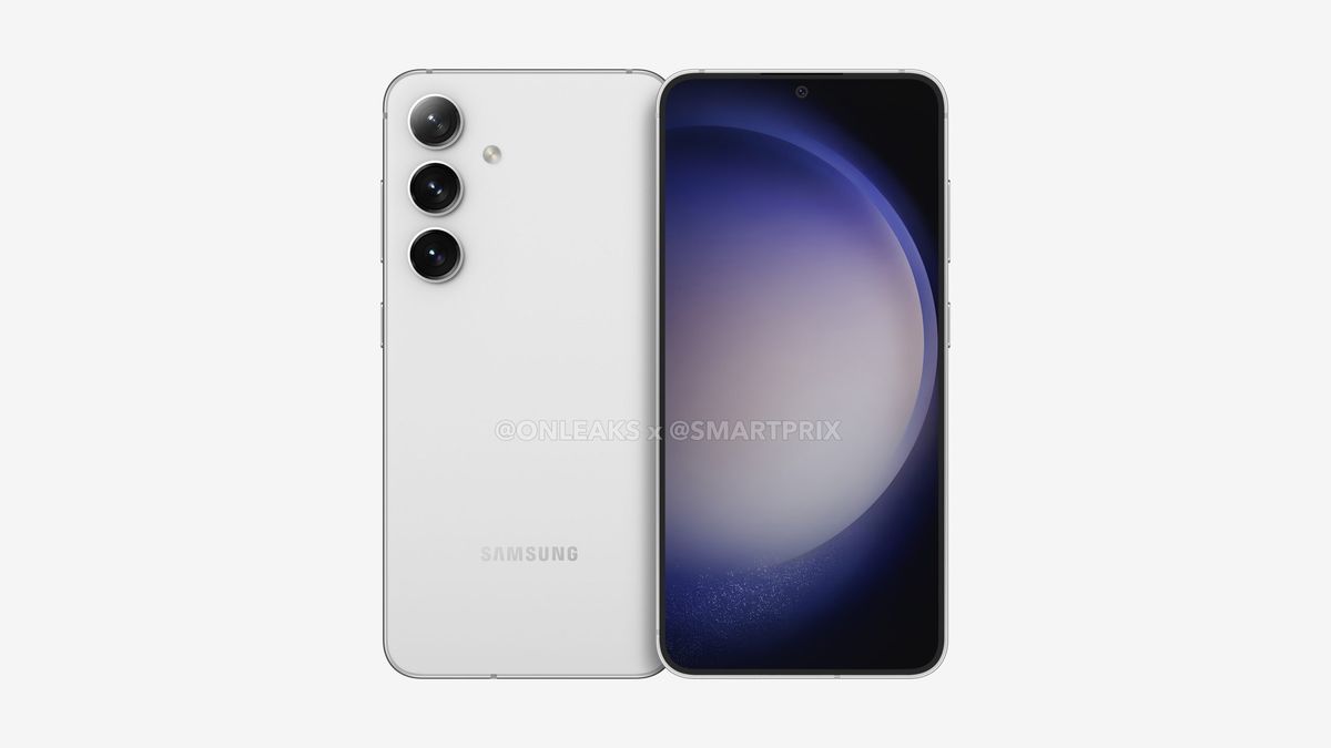 Render of the Galaxy S24 front and back