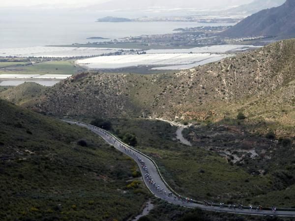 The Vuelta Ciclista a la Region de Murcia peloton in action during the opening stage.