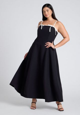 Bow Straps Maxi Flare Dress