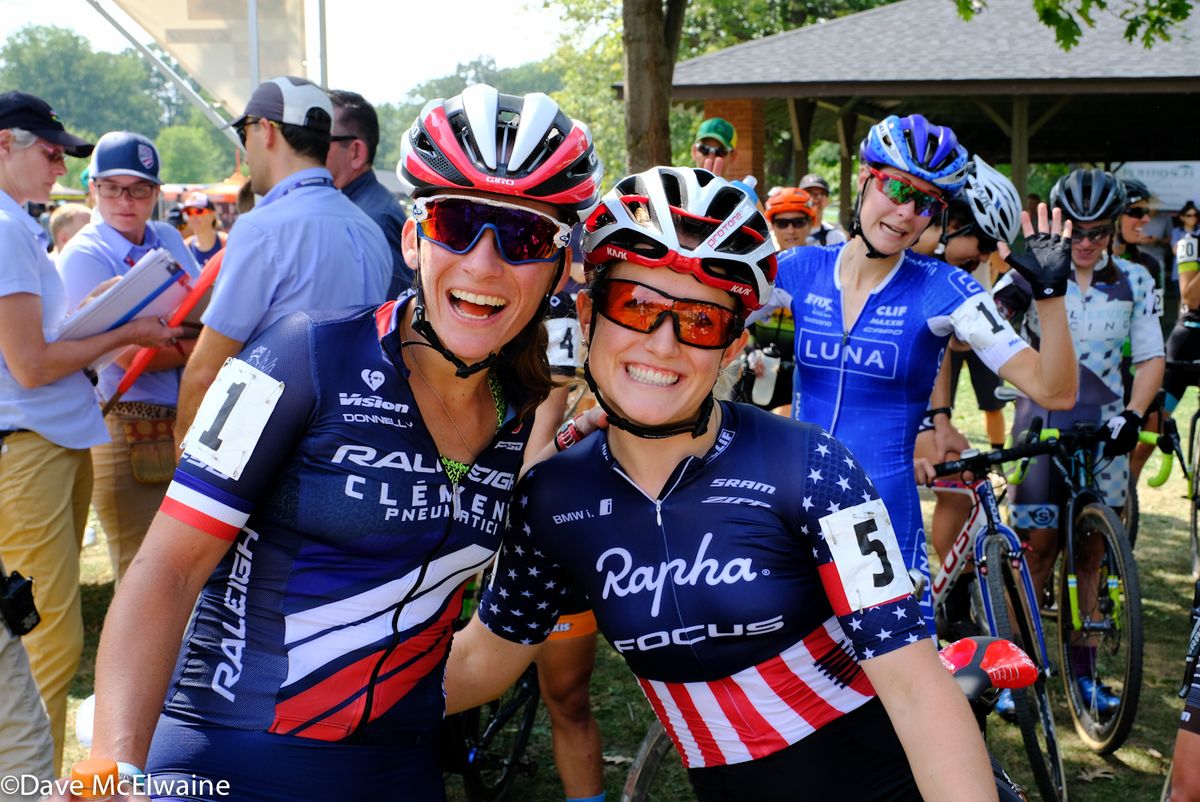 French National Champion Caroline Mani (Raleigh Clement) and USA U-23 National Champion Ellen Nobel (Aspire Racing)