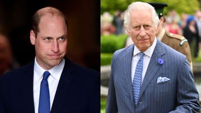 Prince William has "blown" King Charles off the front pages, it's claimed. Seen here is Prince William side-by-side with King Charles at separate occasions.