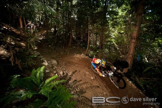 Team Jamis / Santa Cruz races past.