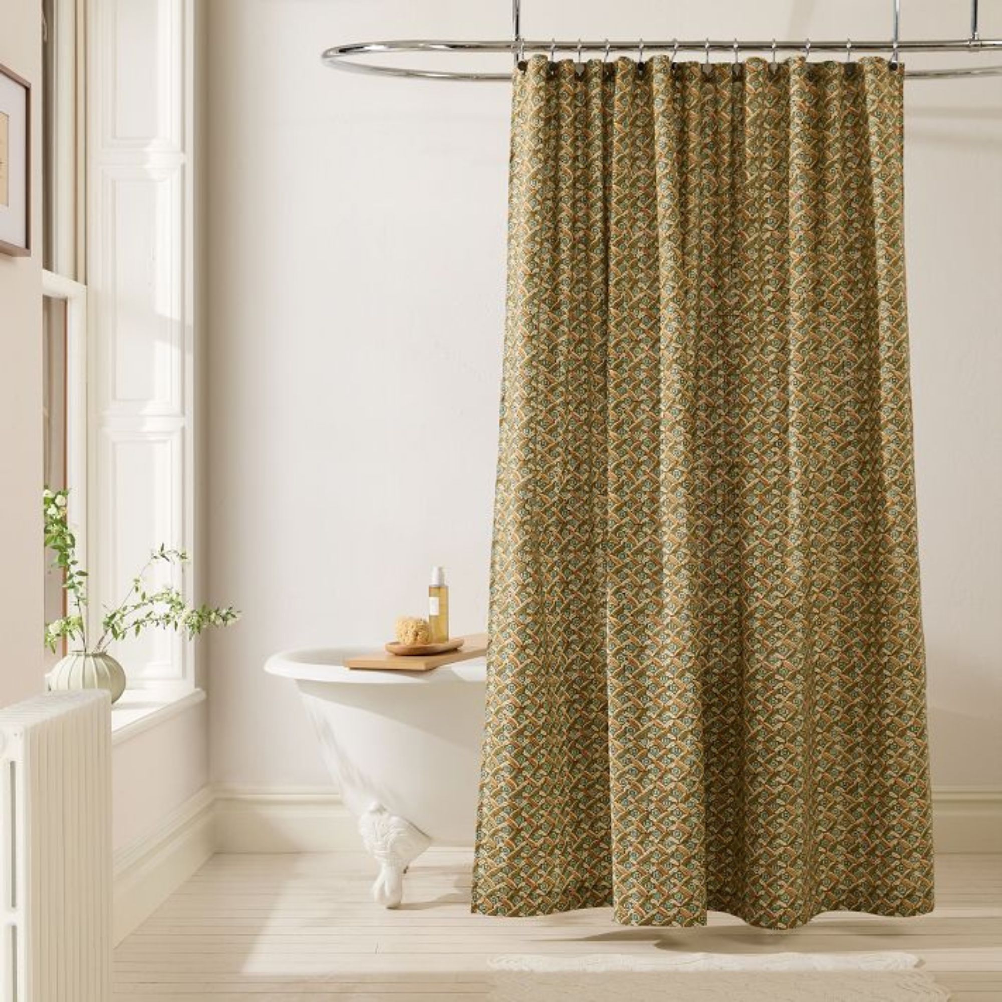 Pierce &amp;amp; Ward Floral Lattice Shower Curtain 