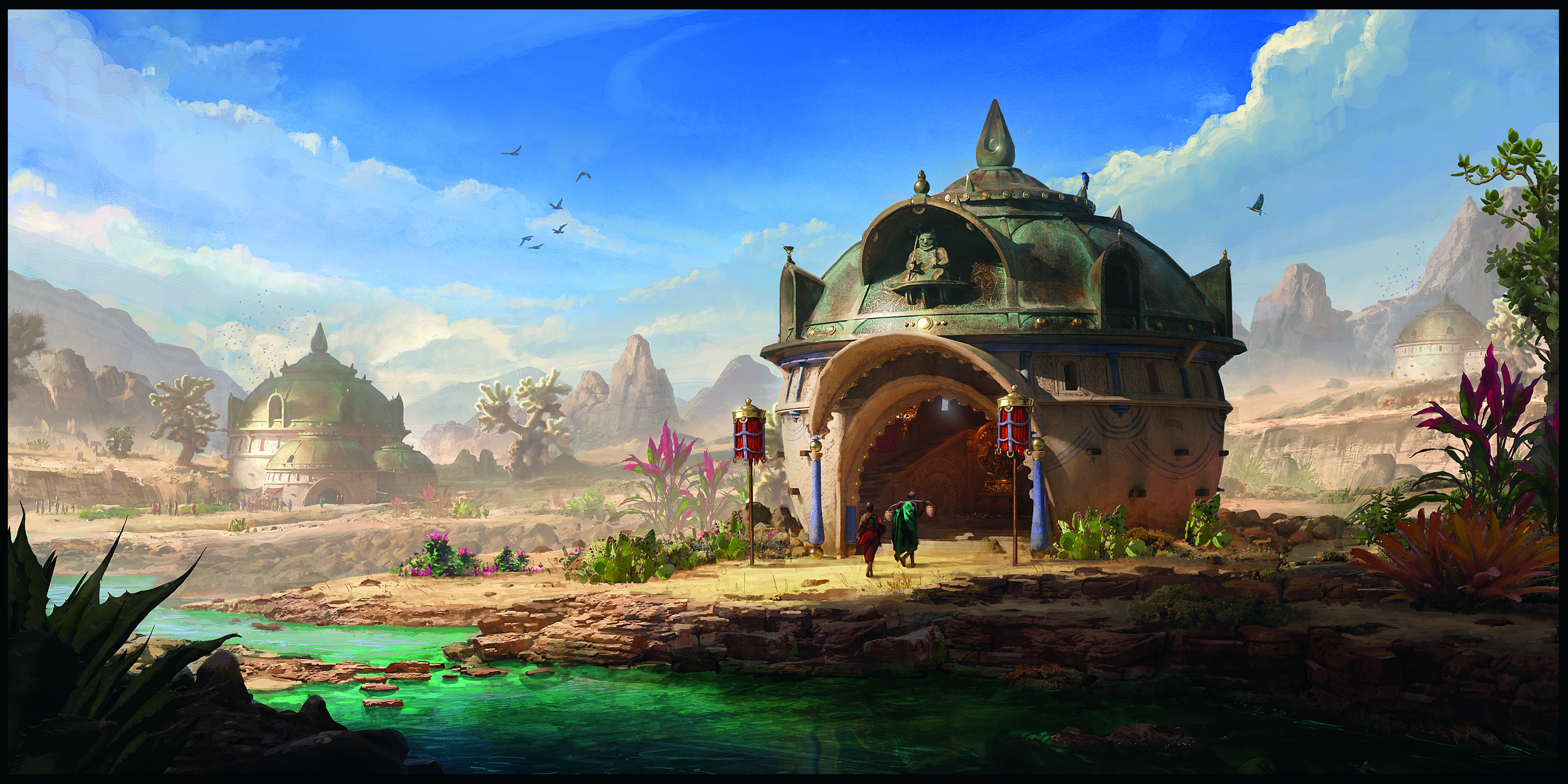 Paint believable environments; temple scene