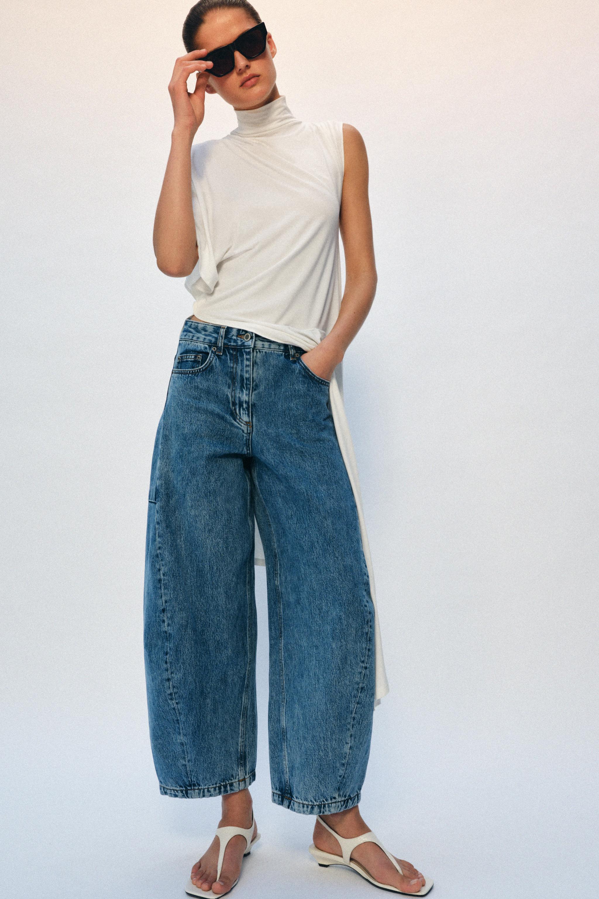 Zw Collection Ankle Balloon Mid-Waist Jeans