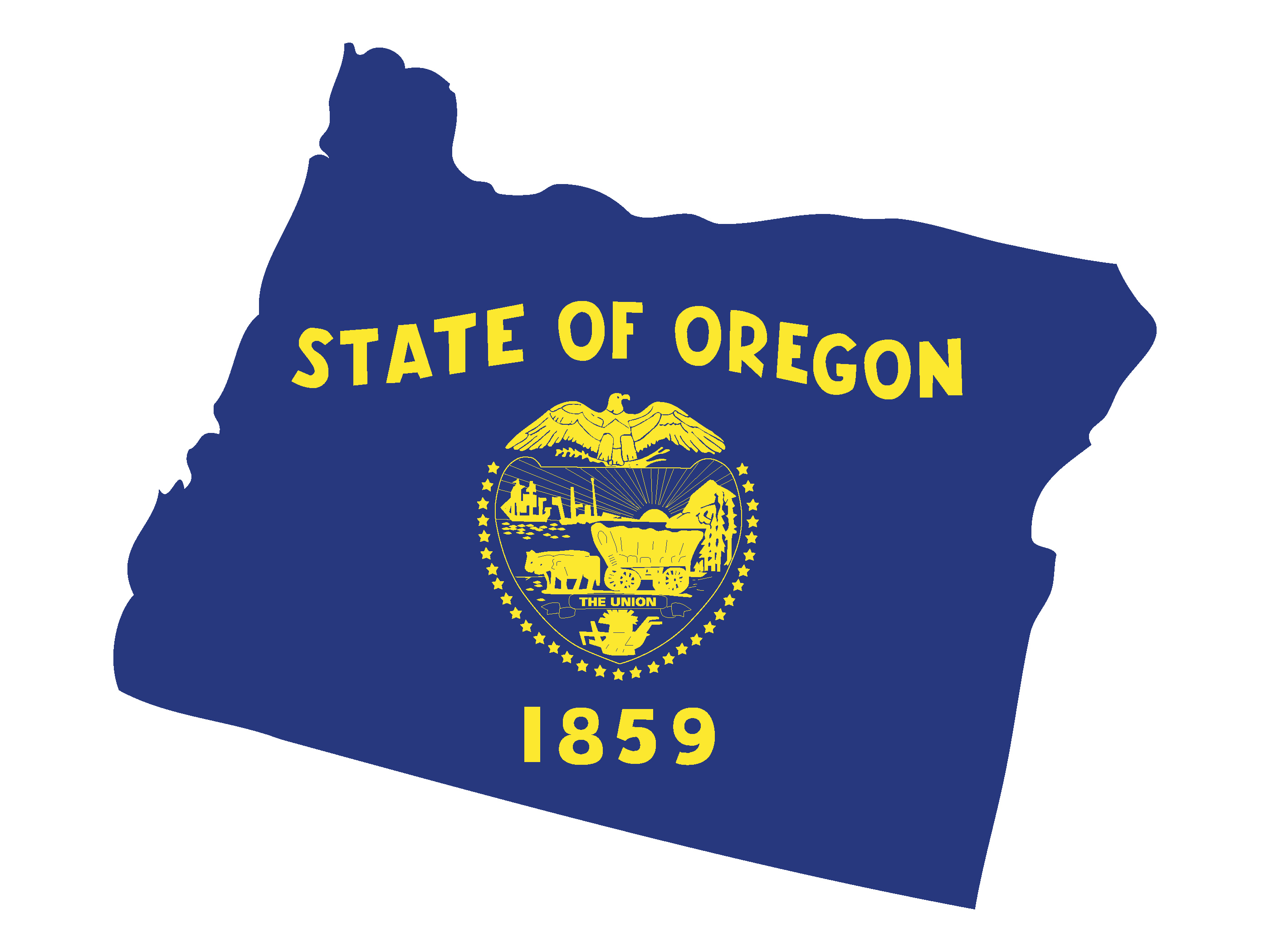 Vector illustration of Map and Flag of Oregon