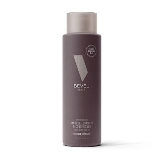 A 12oz bottle of Bevel's 2-in-1 Anti-Dandruff Shampoo and Conditioner for Black-owned beauty and skincare brands.