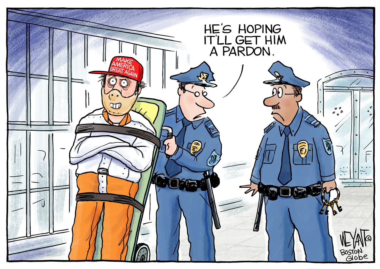 Political Cartoon U.S. criminals pardon MAGA Trump Hannibal Lecter