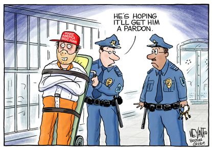 Political Cartoon U.S. criminals pardon MAGA Trump Hannibal Lecter