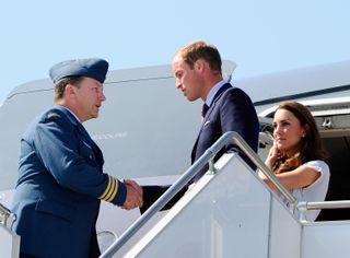 Prince William and Kate Middleton on a plane