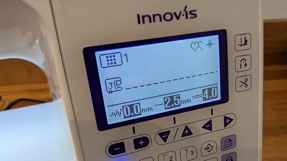 Brother Innovis NV1800Q review, a photo of a sewing machine LCD touchscreen