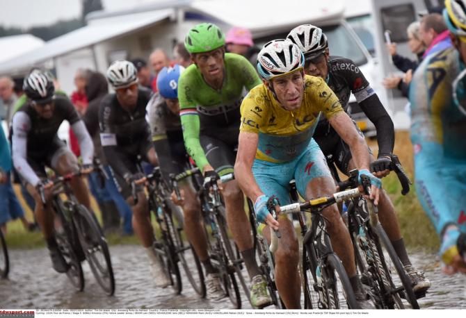 Vincenzo Nibali (Astana) leads the chasers