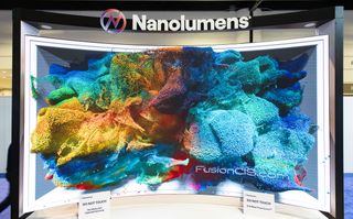 A Nanolumens display projecting an array of colors.