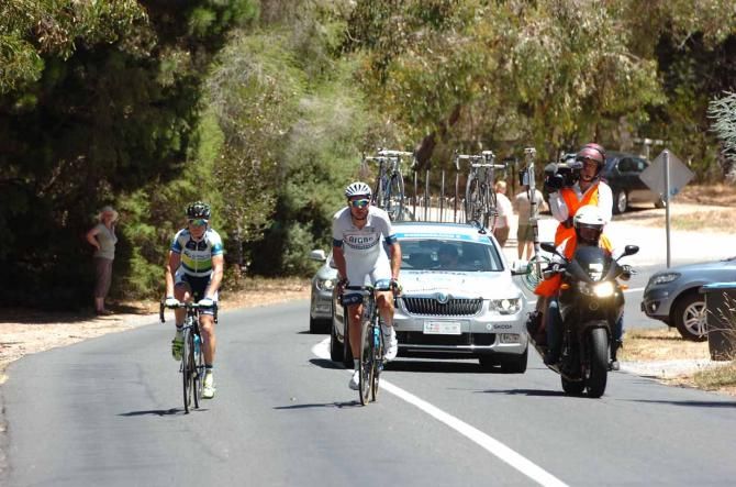 Simon Clarke (Orica GreenEdge) and William Clarke (Argos-Shimano) broke clear of the peloton.