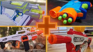 A selection of Nerf guns from the Hyper, Junior, Ultra, and Gelfire ranges