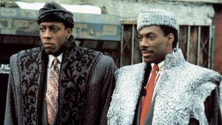 Arsenio Hall as Semmi and Eddie Murphy as Prince Akeem Joffer in Coming to America