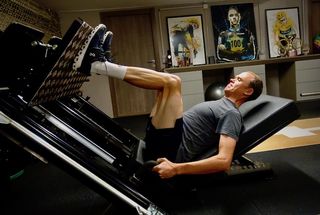 Team Ineos’ Chris Froome gets in some leg presses in readiness to attempt a fifth Tour de France victory
