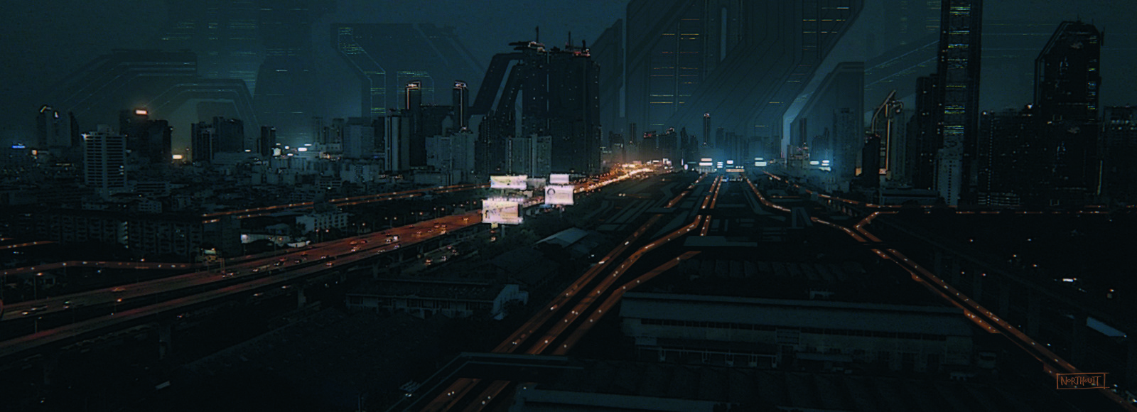 A cityscape paintover for The Creator by Industrial Light &amp;amp; Magic