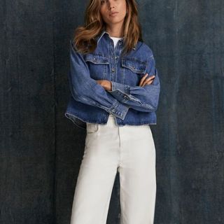 Mint Velvet Indigo Cropped Denim Shirt