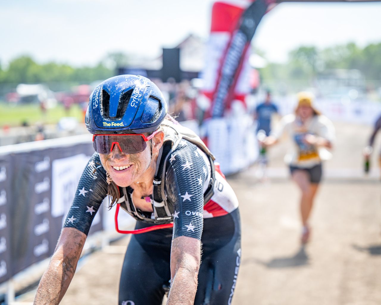 Lauren Stephens reacts to winning Gravel Worlds a second year in a row