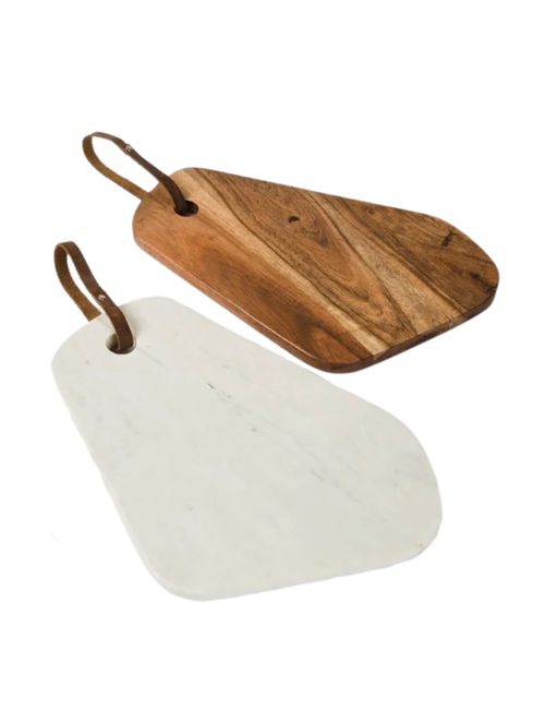 Mela Artisans Premium Marble and Acacia Wood Cutting Board Duo