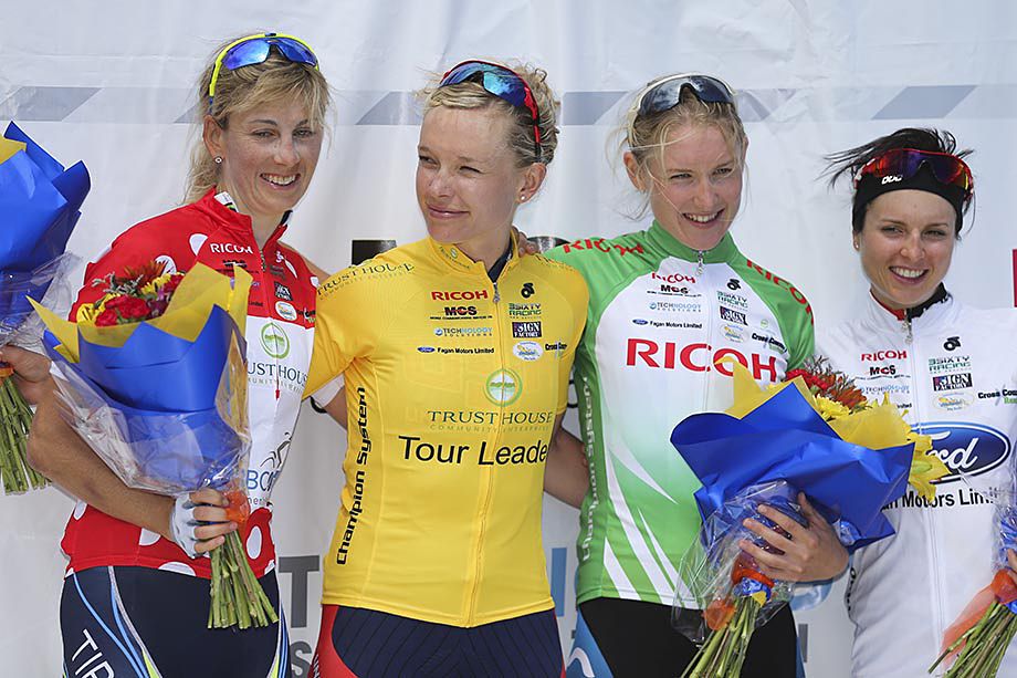The jersey wearers all looking pretty happy with one stage to go.