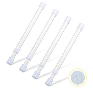 4 Pcs Small Tension Rod 10-15.7 Inch Spring Rod, Tension Rod Spring Tension Rod, Small Tension Curtain Rod, Short Thin Tension Rod, Mini Tension Rods for Closet, Cabinets, Cupboard, Drawers, White