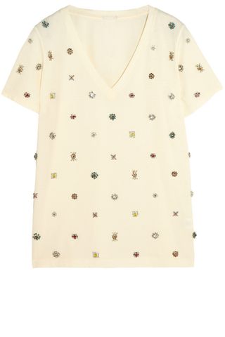J.Crew Collection Embellished Cotton-Jersey T-Shirt, £160