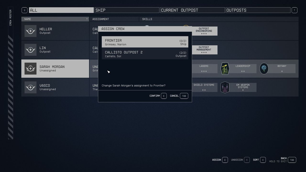 Starfield how to assign crew