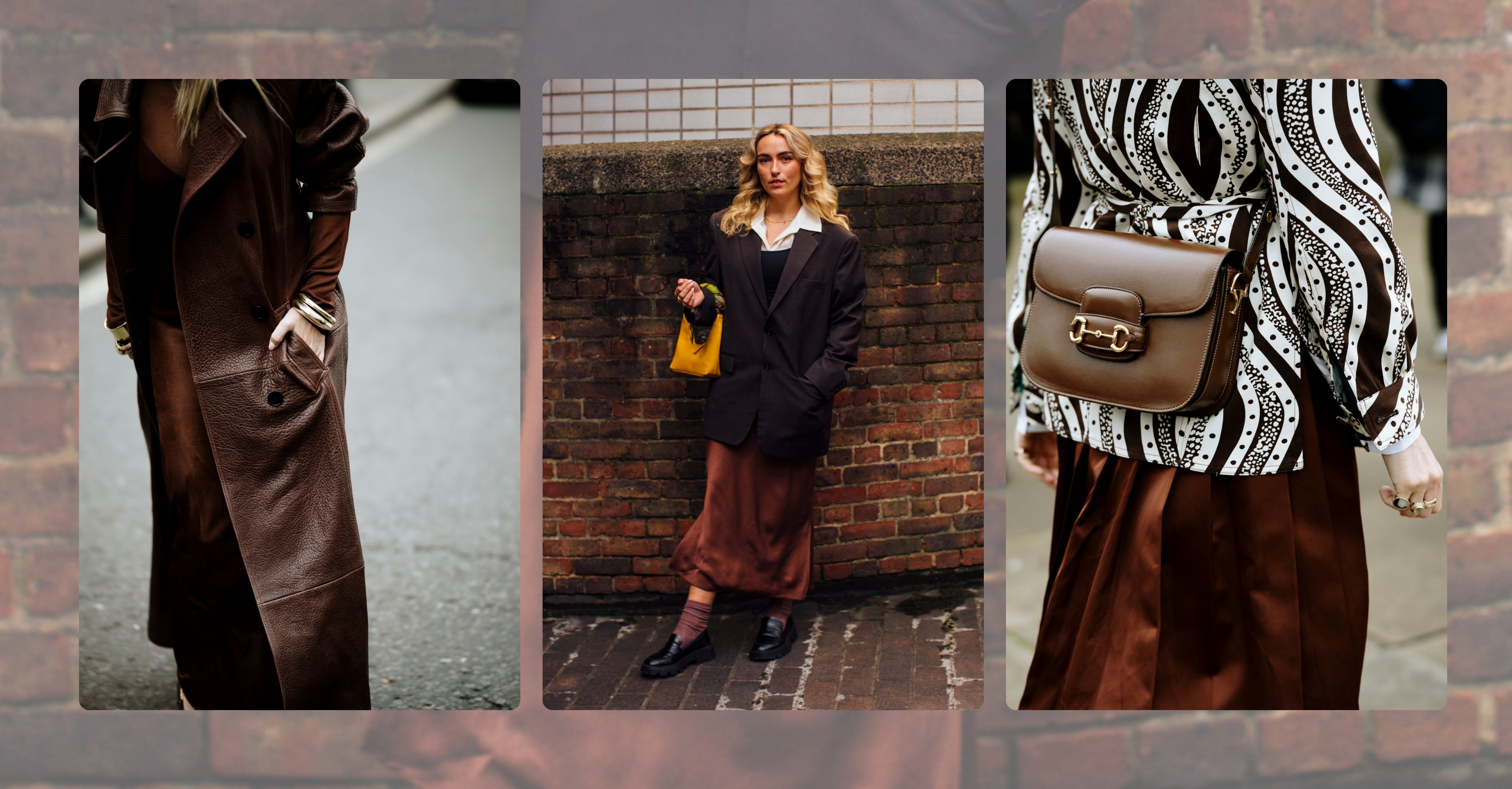 London Fashion Week Street Style Trends 2024 attendees wearing brown