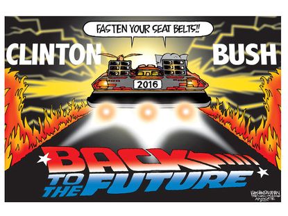 Political cartoon Clinton Bush Back to the Future