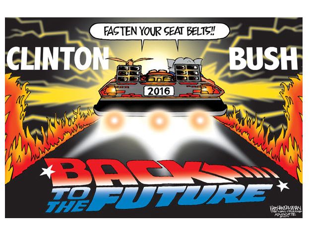 Political cartoon Clinton Bush Back to the Future