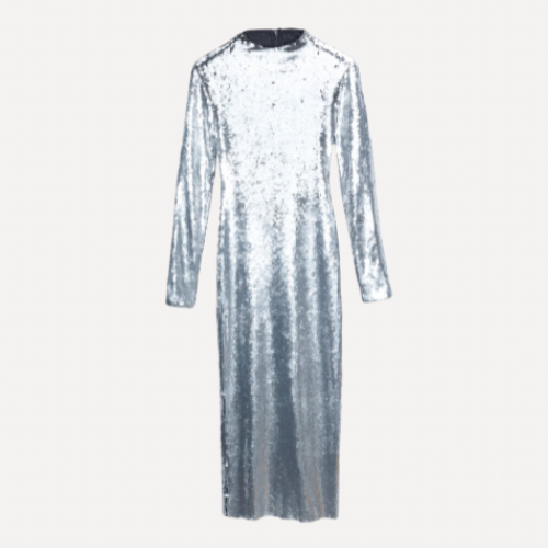 Sequin Embellished High Neck Midaxi Dress