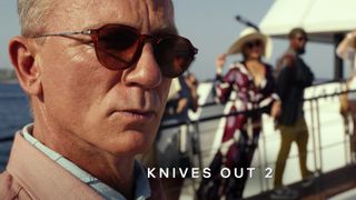 Knives Out 2 Daniel Craig as Detective Benoit Blanc on a boat