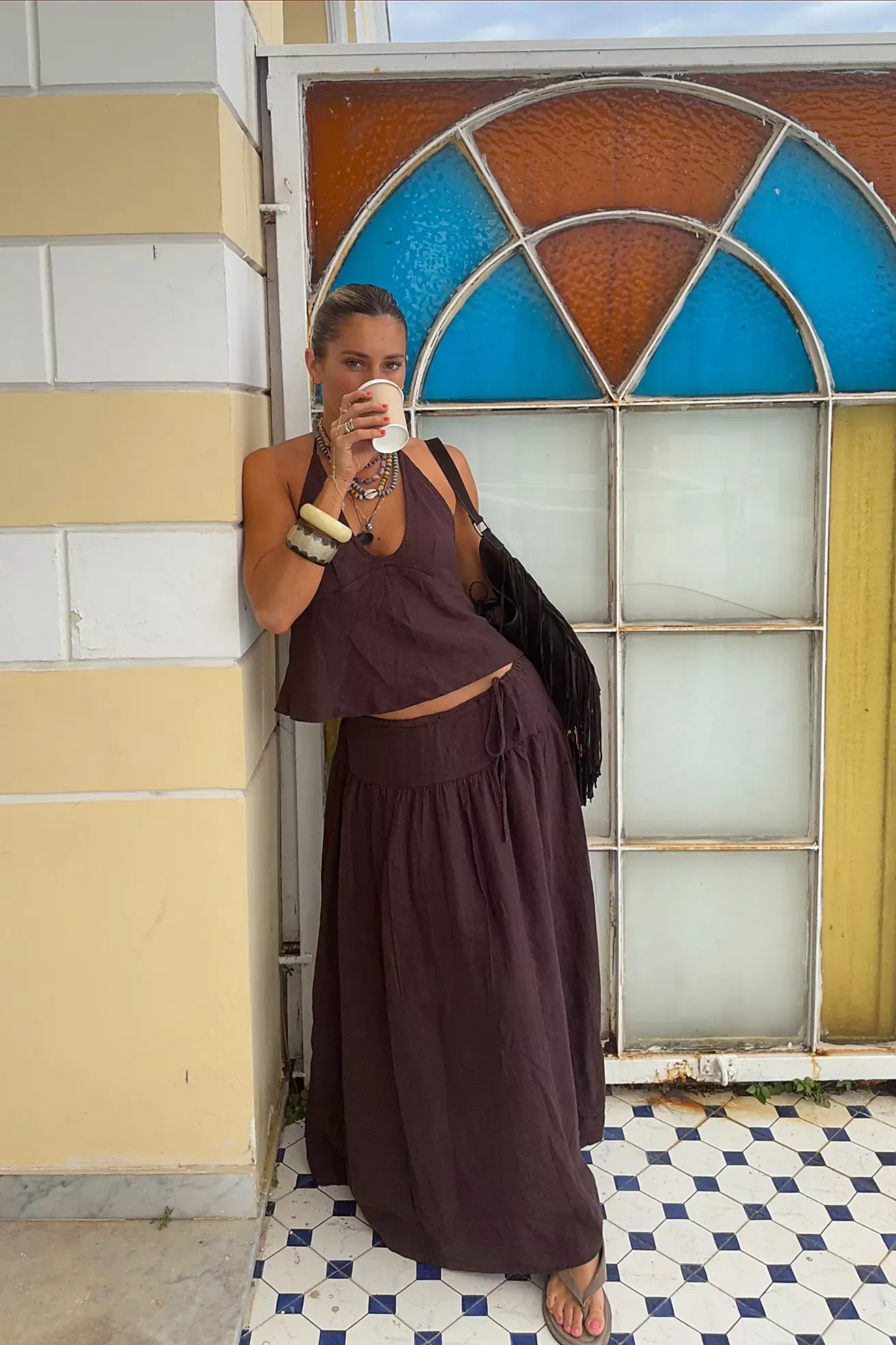 Sandshell Linen Skirt Set