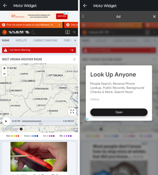 On the Moto Razr 2024, an advertisement is forced upon you when you need emergency weather information.