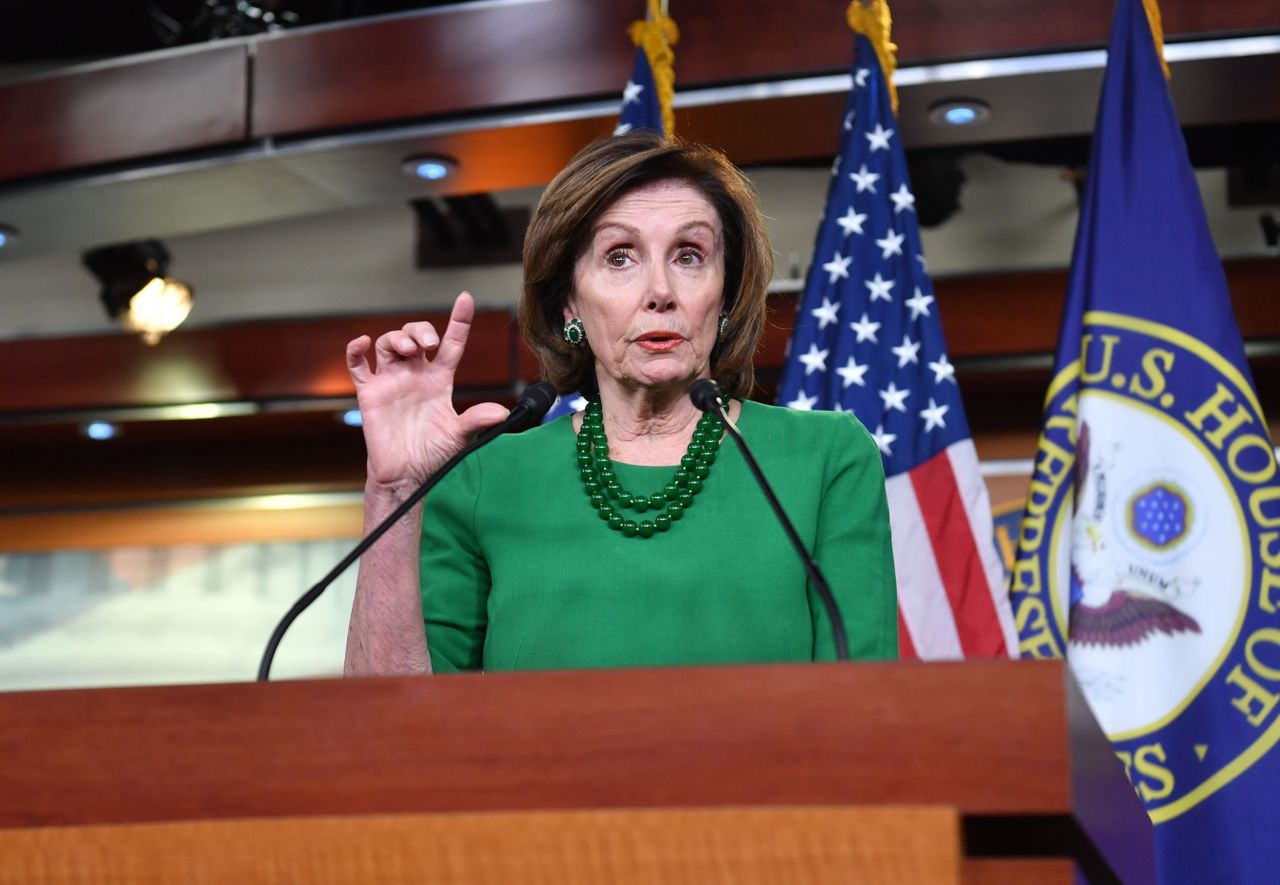 Nancy Pelosi speaks to media