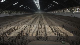 Archaeologists found more than 20 Terracotta Warriors in one of the pits around the tomb of the 1st emperor of China. One of those pits is shown here.