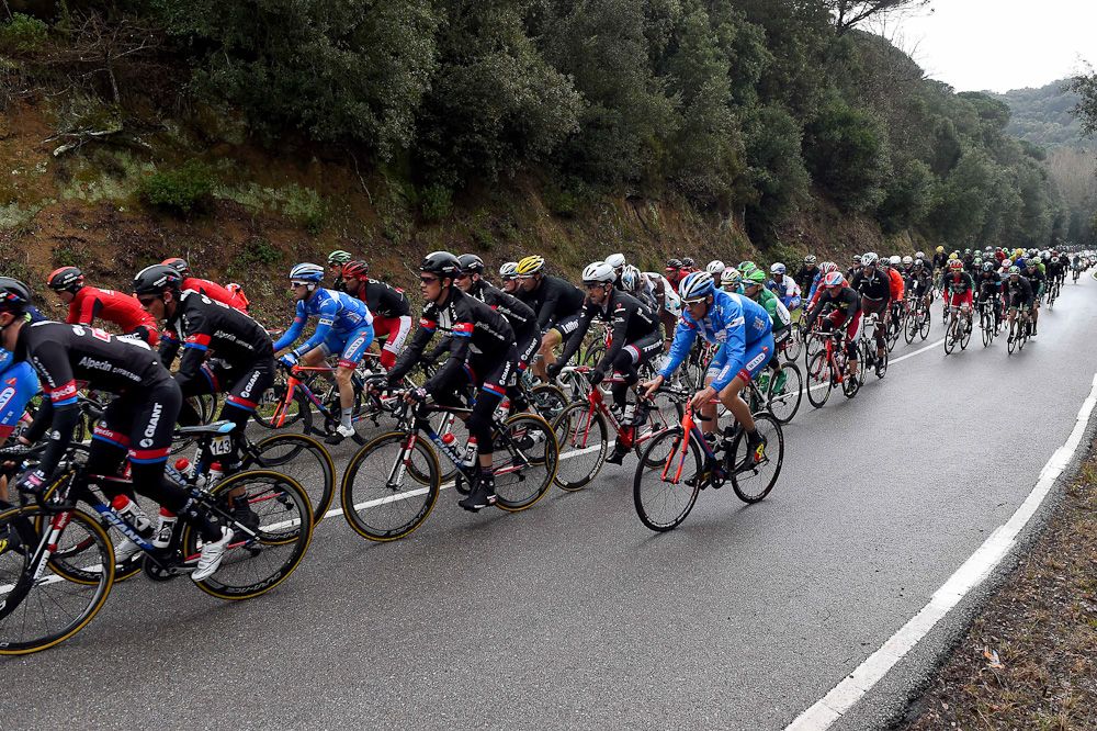 The peloton rides during stage 2 of Volta a Catalunya