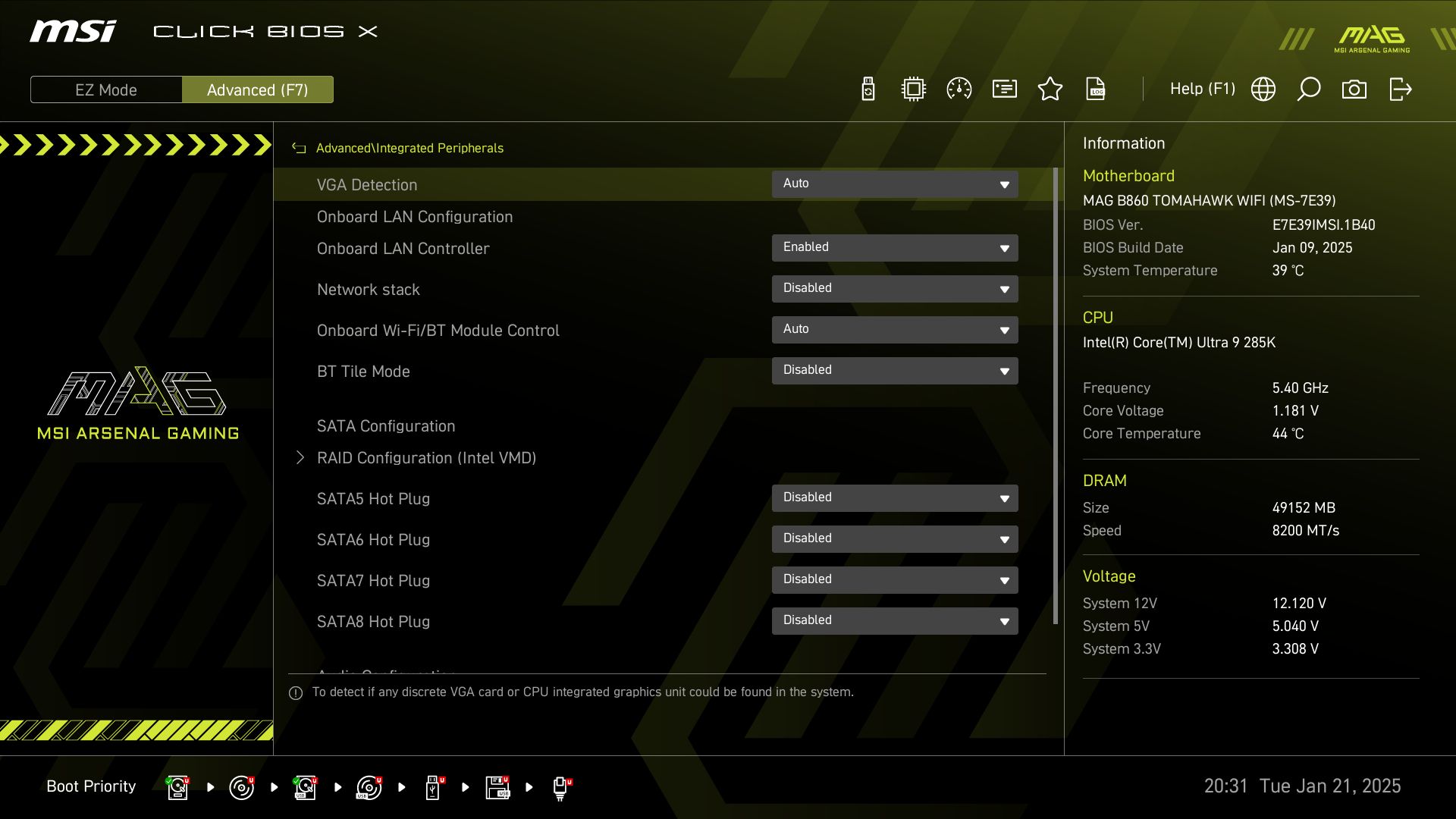 MSI MAG B860 Tomahawk Wifi