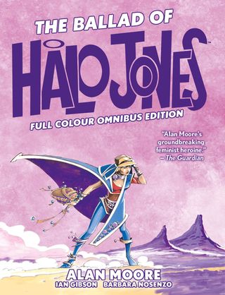 Halo Jones standing in a desolate landscape on the cover of the book.