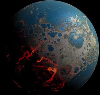An artistic conception of the early Earth.
