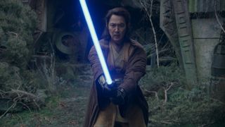 Sol wields his lightsaber on Brendok in The Acolyte episode 8